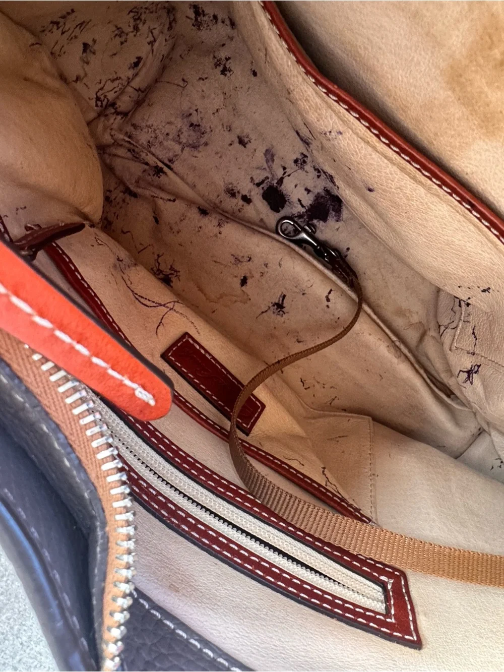 Dooney & Bourke Taupe Leather Shoulder Bag with Brown Accents